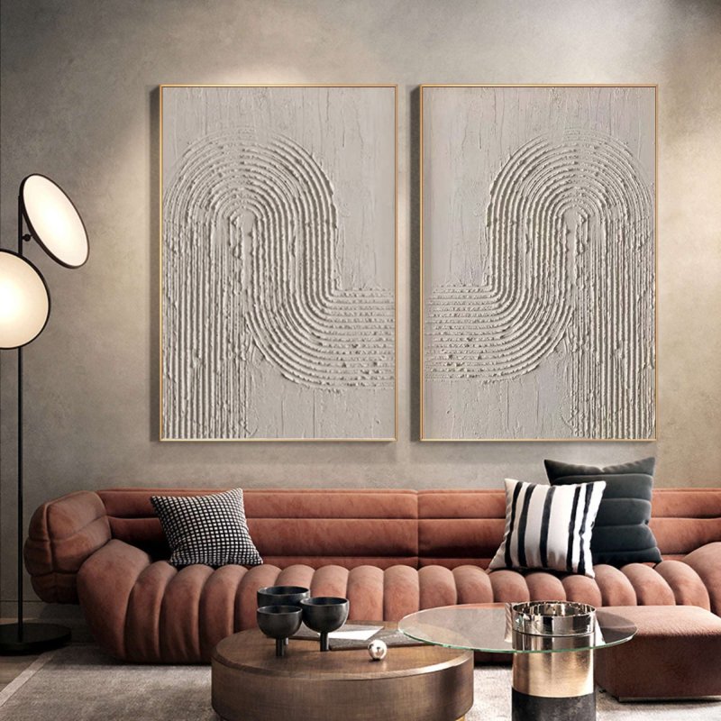 Beige & Brown Abstract Painting SET OF 2 #AVG 011