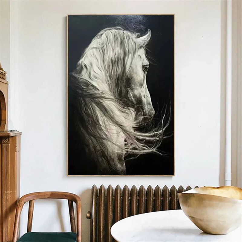 Handmade Abstract Horse Art - Black #AT002