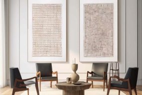 Beige & Brown Abstract Painting SET OF 2 #AVG 015