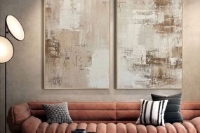 Beige & Brown Abstract Painting SET OF 2 #AVG 010