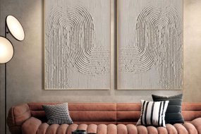 Beige & Brown Abstract Painting SET OF 2 #AVG 011