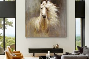 Abstract Horse Wall Art - Beige & Brown #AT012