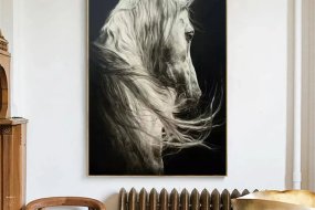 Handmade Abstract Horse Art - Black #AT002