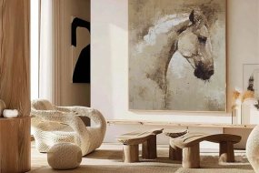 Textured Abstract Horse Art - Brown Style #AT018