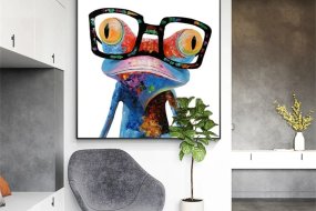 Blue & Red Abstract Frog Texture Wall Art #AT008